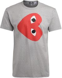 COMME DES GARÇONS PLAY - Graues t-shirt mit rotem horizontalem herz - Lyst