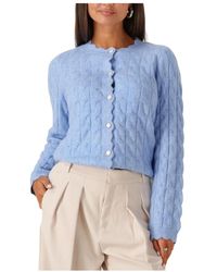 Y.A.S - Truien & Vesten ,Blauw ,Polyester Blauwe Gebreide Vest Voor Vrouwen - Lyst