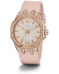 Guess - Leder Quarz Analoguhr - Lyst