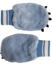 Dolce & Gabbana - Blue Acrylic Knitted Fur Wrist Mitten Gloves - Lyst
