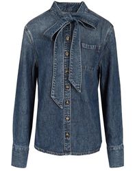 Self-Portrait - Lyocell Strikken Blouse - Lyst