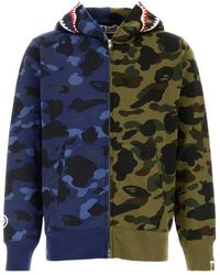 A Bathing Ape - Hoodies & Sweatvesten ,Veelkleurig ,Katoen Split Camo Shark Full-Zip Hoodie - Lyst