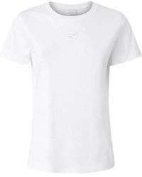 Pinko - Tops ,Wit ,Katoen Bussolotto T-Shirt - Lyst