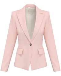 Marella - Jassen ,Roze ,Leer Slogan Blazer - Lyst