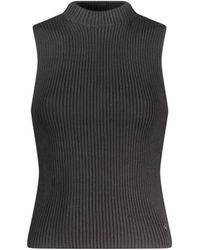 Guess - Schwarzes Baumwoll Tank Top Mit Breiten Trägern - Lyst