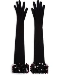 David Koma - Accessoires ,Zwart ,Pailletten Zwarte Geborduurde Lange Jersey Handschoenen - Lyst