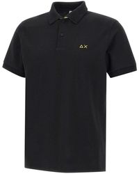 Sun 68 - Tops ,Zwart ,Katoen Polo Shirt Met Print Onder De Kraag - Lyst