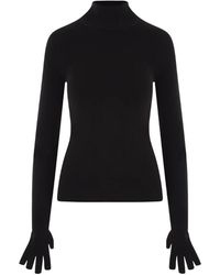 Balenciaga - Jersey negro de punto elástico con cuello alto - Lyst