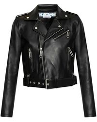 Femme Vêtements Vestes Blousons en cuir Leather biker jacket Off-White c/o Virgil Abloh en coloris Noir 