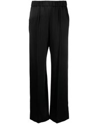 Jil Sander - Broeken ,Zwart ,Zwarte Glanzende Wijde Pijp Broek - Lyst