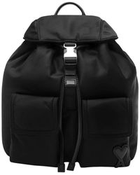 Ami Paris - Tassen ,Zwart ,Leer Small Flap Backpack Marcel - Lyst
