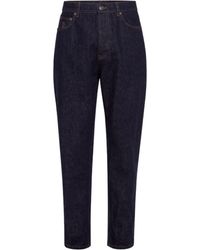 Brunello Cucinelli - Blaue Bestickte Jeans - Lyst