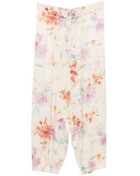Herno - Broeken ,Veelkleurig ,Katoen Broek Met Bloemenprint - Lyst