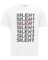 Lanvin - T-shirt bianca 'silent' . stampa frontale a contrasto in nero con scritta e stampa logo sovrapposta. vestibilità regular. - Lyst