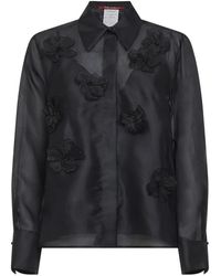 Max Mara - Overhemden ,Zwart ,Organza Zijden Organza Shirt - Lyst