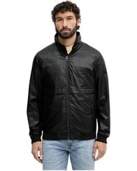 Guess - Jassen ,Zwart ,Leer Eco Leather Jacket - Lyst