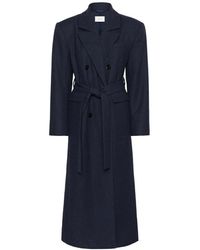 Gestuz - Jassen ,Blauw ,Blauwe Avondjas Met Brede Kraag - Lyst