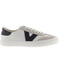 Victoria - Weiße Barfuß-Ledersneaker Mit Wildleder-Details - Lyst