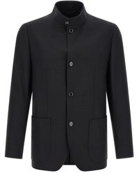 Lardini - Jassen ,Zwart ,Leer Field Jacket - Lyst