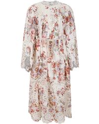 Zimmermann - Bloemen Midi-Jurk Met Kant - Lyst
