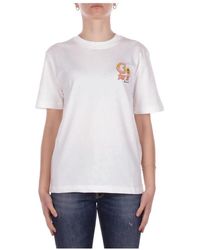 Barrow - Tops ,Wit ,Katoen T-Shirt Met Logo Op De Achterkant - Lyst