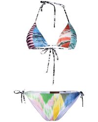 Missoni Mix-print-triangle-bikini - Blauw