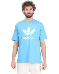 adidas Originals - Blaues und weißes adicolor trefoil t-shirt - Lyst