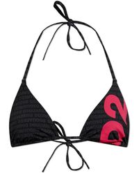 DSquared² - Badmode ,Zwart ,Logo-Print Triangel Bikini Top - Lyst