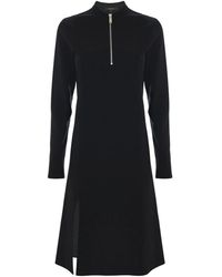 Kocca - Kleedjes ,Zwart ,Minimalistische Jurk Met Split En Metalen Rits - Lyst