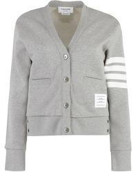 Thom Browne - Truien & Vesten ,Grijs ,Katoen V-Hals Katoenen Vest - Lyst