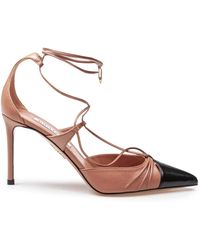 Aquazzura - Rosa/schwarze lederpumps mit spitzer kappe - Lyst