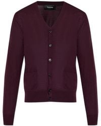 DSquared² - Truien & Vesten ,Rood ,Wol Wollemantel Met Zakken - Lyst