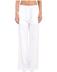 MSGM - Broeken ,Wit ,Katoen Wide Broeken - Lyst