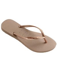 Havaianas - Metallic square logo flip flops - Lyst