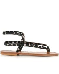 K. Jacques - Schwarze Leder Sandalen Mit Knöchelriemen Und Nieten - Lyst