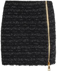 Balmain - Korte Tweed Rok Met Rits - Lyst
