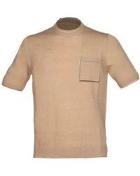 Alpha Studio - Sand leinen baumwoll t-shirt mit tasche - Lyst