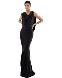 ACTUALEE - Zwarte Polyester Lange Jurk - Lyst