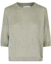 Roberto Collina - Truien & Vesten ,Groen ,Trui Met Ronde Hals - Lyst