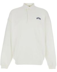 Autry - Hoodies & Sweatvesten ,Wit ,Katoen Sweatshirt Met Polo-Kraag - Lyst