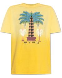 Etro - T-Shirt Mit Buntem Druck - Lyst