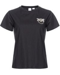 Pinko - T-shirt con mini logo love birds ricamato - Lyst