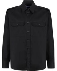McQueen - Overhemden ,Zwart ,Katoen Zwarte Militaire Overhemd Met Klepzakken - Lyst