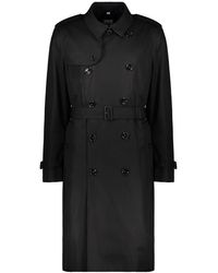 Burberry - Jassen ,Zwart ,Katoen Lange Trenchcoat - Lyst