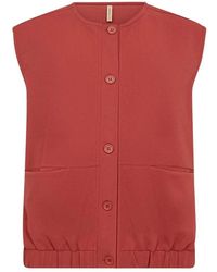 Soya Concept - Rotes Ärmelloses Gilet Mit Knopfverschluss - Lyst