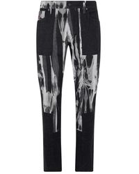 DIESEL - Jeans ,Zwart ,Katoen Zwarte Jeans Met Wit Patroon - Lyst