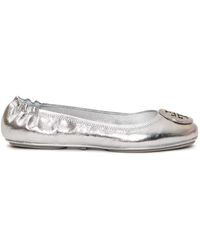 Tory Burch - Silberne ballerinas mit mikro-strasssteinen - Lyst