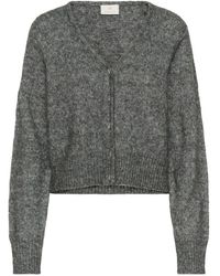 Kaffe - Truien & Vesten ,Grijs ,Leer Cardigan - Lyst
