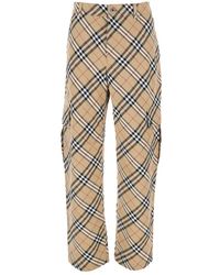 Burberry - Broeken ,Katoen Cargo Broek Met Vintage Check - Lyst