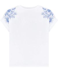 Twin Set - T-shirt con ricamo floreale in cotone e polos - Lyst